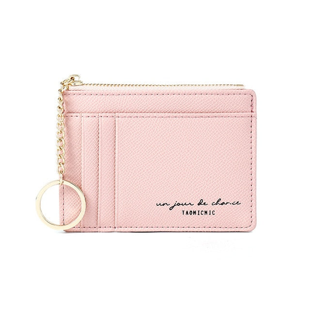 Card Holder Wallet with a Keychain - Glam Time Style