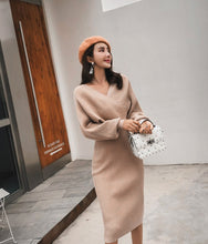 Load image into Gallery viewer, Knitted Matching Set: Shiny Pullover and Skirt - Glam Time Style
