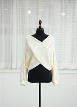 Load image into Gallery viewer, Criss-Cross Off Shoulder Sweater - Knitted Oversized Pullover - Glam Time Style
