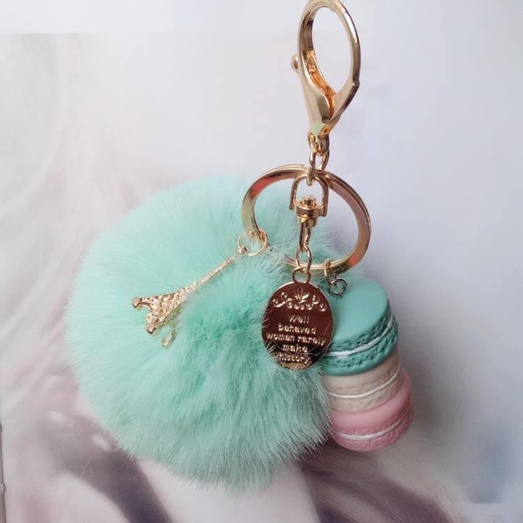 Keychain Charm: Eiffel Tower, French Macarons, Pompom - Glam Time Style