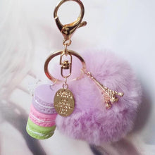 Load image into Gallery viewer, Keychain Charm: Eiffel Tower, French Macarons, Pompom - Glam Time Style
