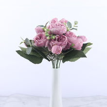 Load image into Gallery viewer, Artificial Peony and Rose Bouquet - 5 Big Flowers and 4 Small Buds - Glam Time Style
