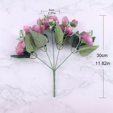 Load image into Gallery viewer, Artificial Peony and Rose Bouquet - 5 Big Flowers and 4 Small Buds - Glam Time Style
