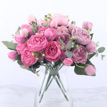 Load image into Gallery viewer, Artificial Peony and Rose Bouquet - 5 Big Flowers and 4 Small Buds - Glam Time Style
