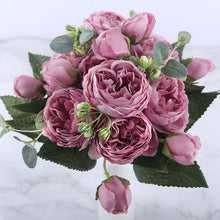 Load image into Gallery viewer, Artificial Peony and Rose Bouquet - 5 Big Flowers and 4 Small Buds - Glam Time Style
