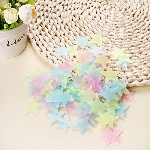 Wall Stickers: Colorful Glowing Stars - 100pcs - Glam Time Style