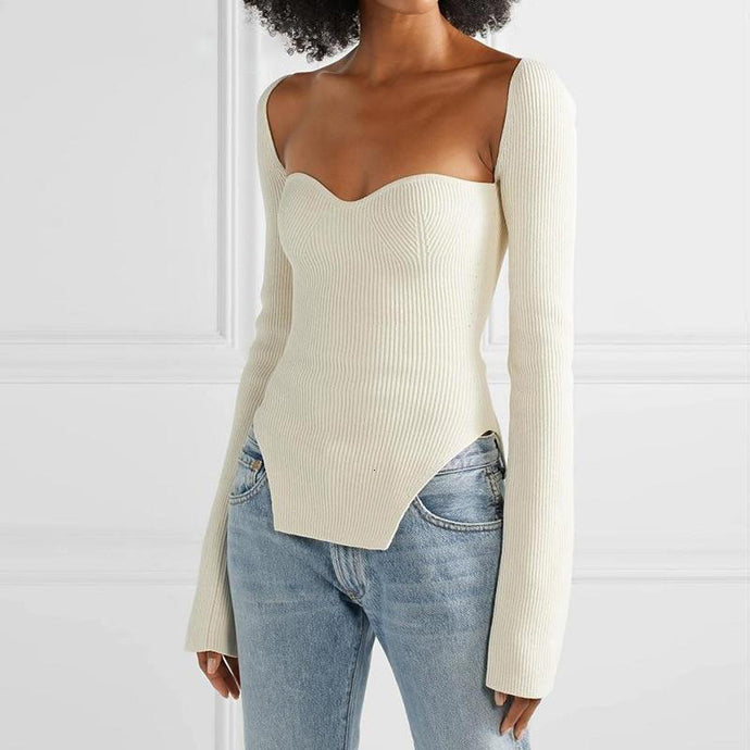 Side Split Knitted Sweater - Glam Time Style