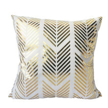 Load image into Gallery viewer, Beautiful Pillow Covers - Golden Print on White - Glam Time Style
