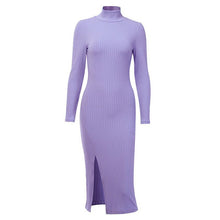 Load image into Gallery viewer, Knitted Turtleneck Split Dress - Glam Time Style
