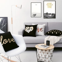 Load image into Gallery viewer, Beautiful Pillow Covers - Golden Print on Black - Glam Time Style
