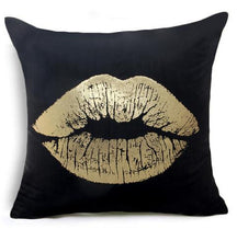 Load image into Gallery viewer, Beautiful Pillow Covers - Golden Print on Black - Glam Time Style
