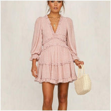 Load image into Gallery viewer, Ruffled Mini Dress with a Floral Print, Long Sleeves - Glam Time Style
