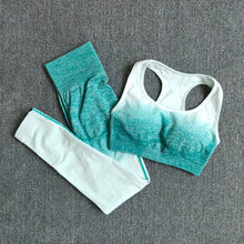 Load image into Gallery viewer, Yoga Set: Ombre Leggings and Sports Bra - Glam Time Style
