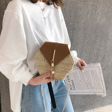 Load image into Gallery viewer, Designer Crossbody Bag: Woven Straw Hexagon Handbag - Glam Time Style
