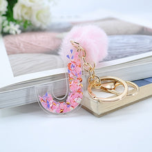 Load image into Gallery viewer, Keychain Charm: English Letters with Pompom - Glam Time Style
