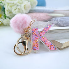Load image into Gallery viewer, Keychain Charm: English Letters with Pompom - Glam Time Style
