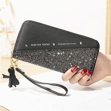 Load image into Gallery viewer, Wallet: Leather Purse with Patchwork Sequins Glitter - Glam Time Style
