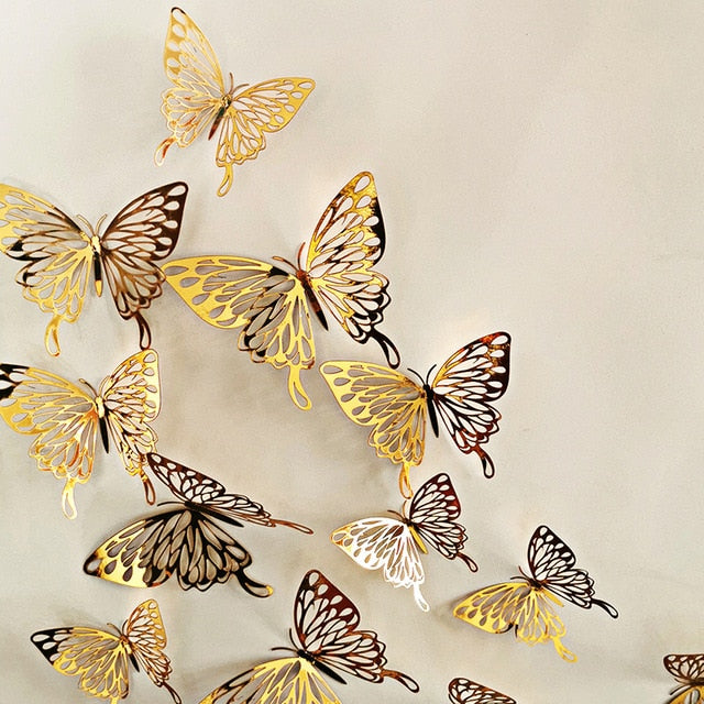 Lovely Butterfly Wall Stickers - Gold/Silver - Glam Time Style