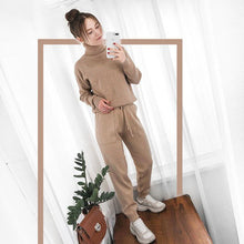 Load image into Gallery viewer, Tracksuit: Knitted 2 Pieces Set - Turtleneck Pullover Sweater, Jogging Pants - Glam Time Style

