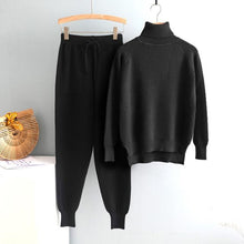 Load image into Gallery viewer, Tracksuit: Knitted 2 Pieces Set - Turtleneck Pullover Sweater, Jogging Pants - Glam Time Style
