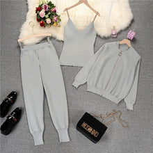 Load image into Gallery viewer, Tracksuit: Causual Knitted 3 Piece Set: Top, Cardigans, Pants - Glam Time Style
