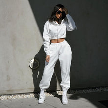 Load image into Gallery viewer, Tracksuit : Two Piece Velvet Set - Hooded Cropped Sweatshirt and Sweatpants - Glam Time Style
