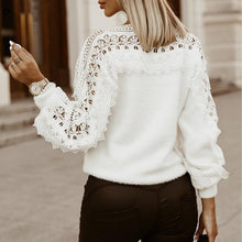 Load image into Gallery viewer, Guipure Lace Sweater Lantern Sleeve - Long Sleeve Sweater Women Top - Glam Time Style
