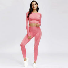 Load image into Gallery viewer, Yoga Set: High Waist Leggings or Shorts, Sports Shirt - Glam Time Style
