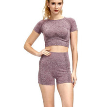 Load image into Gallery viewer, Yoga Set: High Waist Leggings or Shorts, Sports Shirt - Glam Time Style
