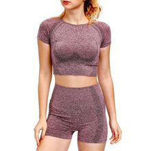 Load image into Gallery viewer, Yoga Set: High Waist Leggings or Shorts, Sports Shirt - Glam Time Style
