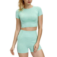 Load image into Gallery viewer, Yoga Set: High Waist Leggings or Shorts, Sports Shirt - Glam Time Style
