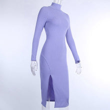 Load image into Gallery viewer, Knitted Turtleneck Split Dress - Glam Time Style
