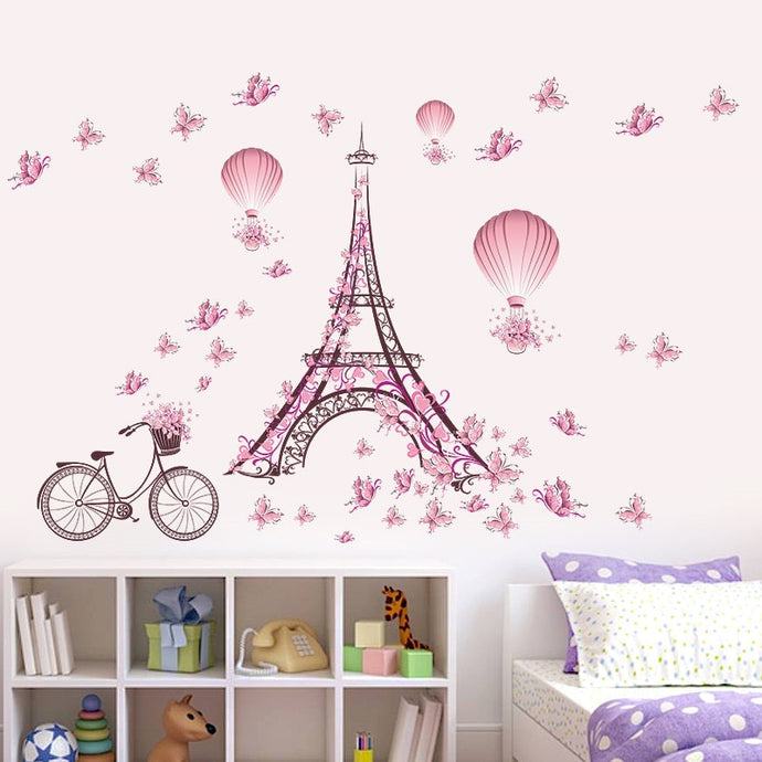 Pink Eiffel Tower Wall Stickers - Glam Time Style
