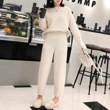 Load image into Gallery viewer, Tracksuit: Knitted Casual 2 Pieces Set - O-neck Jumper &amp; Elastic Waist Pants - Glam Time Style
