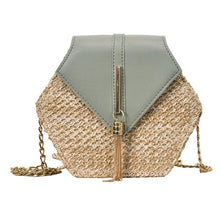 Load image into Gallery viewer, Designer Crossbody Bag: Woven Straw Hexagon Handbag - Glam Time Style
