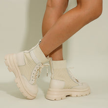 Load image into Gallery viewer, Chunky Ankle Boots with Elastic Fabric - Glam Time Style
