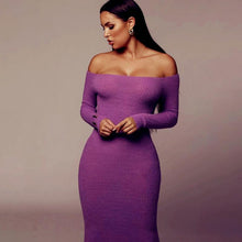 Load image into Gallery viewer, Off Shoulder Knitted Maxi Dress - Glam Time Style
