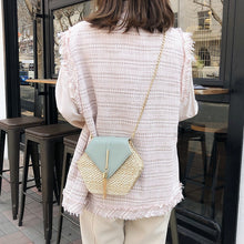 Load image into Gallery viewer, Designer Crossbody Bag: Woven Straw Hexagon Handbag - Glam Time Style
