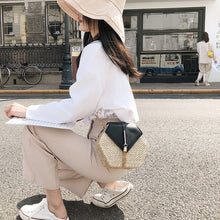 Load image into Gallery viewer, Designer Crossbody Bag: Woven Straw Hexagon Handbag - Glam Time Style
