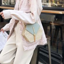 Load image into Gallery viewer, Designer Crossbody Bag: Woven Straw Hexagon Handbag - Glam Time Style
