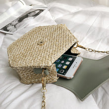 Load image into Gallery viewer, Designer Crossbody Bag: Woven Straw Hexagon Handbag - Glam Time Style
