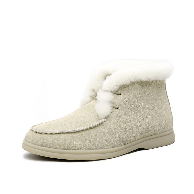 Ankle Snow Boots - Real Suede, Fake Wool - Glam Time Style