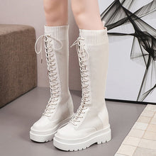 Load image into Gallery viewer, Chunky Platform Knee-High Boots with Knitted Stretch Fabric - Glam Time Style
