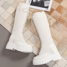 Load image into Gallery viewer, Chunky Platform Knee-High Boots with Knitted Stretch Fabric - Glam Time Style
