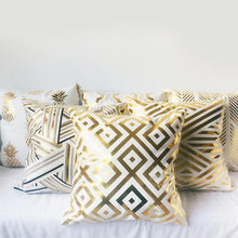 Load image into Gallery viewer, Beautiful Pillow Covers - Golden Print on White - Glam Time Style
