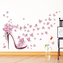 Load image into Gallery viewer, Pink High Heels and Butterflies Wall Stickers - Glam Time Style
