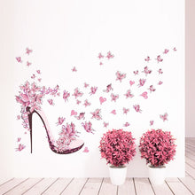 Load image into Gallery viewer, Pink High Heels and Butterflies Wall Stickers - Glam Time Style
